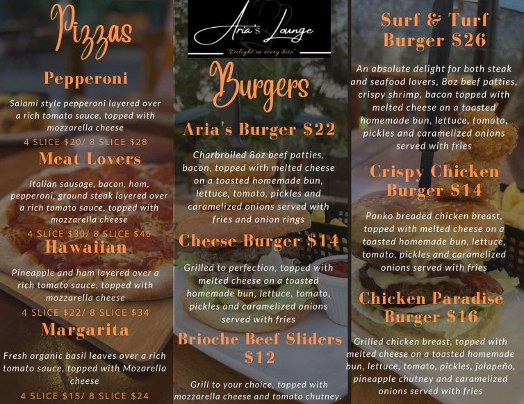 Arias Lounge menu 2